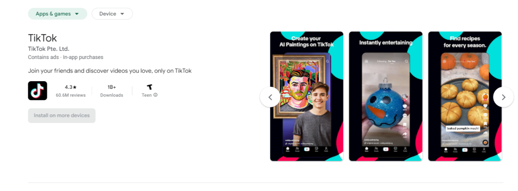 google play descargar tiktok calificación